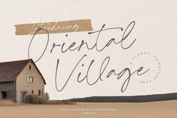 Oriental Village: Elevating Design with Elegant Script